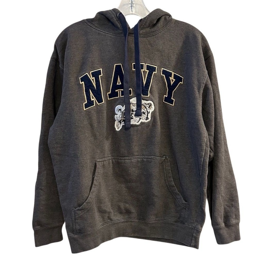 Ouray Navy Midshipmen Embroidered‎ Hoodie Sweatshirt Gray Unisex S